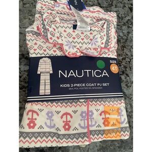 NWT Nautica Girls 4T Pajama Pajamas Christmas Soft Stretch Fair Isle Pink